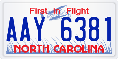 NC license plate AAY6381