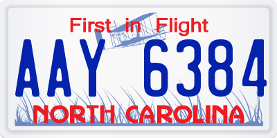 NC license plate AAY6384