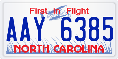NC license plate AAY6385