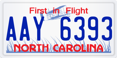 NC license plate AAY6393