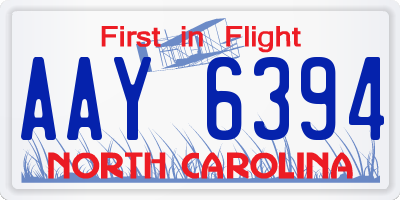 NC license plate AAY6394