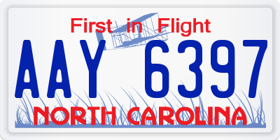 NC license plate AAY6397