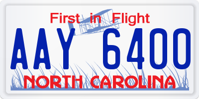 NC license plate AAY6400