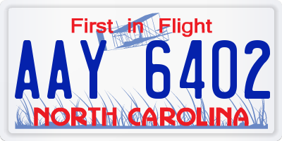 NC license plate AAY6402