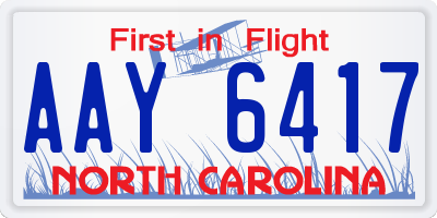 NC license plate AAY6417
