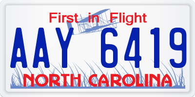 NC license plate AAY6419