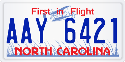 NC license plate AAY6421