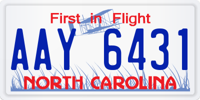 NC license plate AAY6431