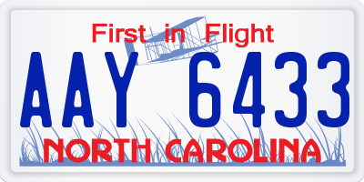 NC license plate AAY6433