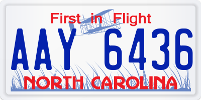 NC license plate AAY6436