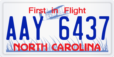NC license plate AAY6437