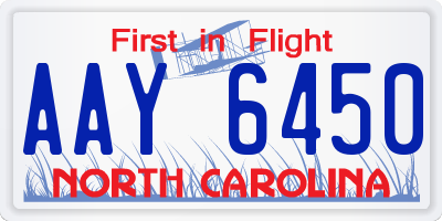 NC license plate AAY6450