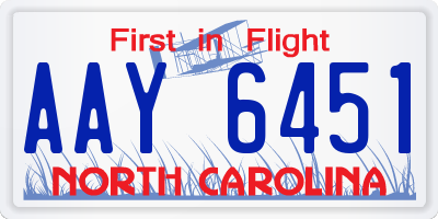 NC license plate AAY6451
