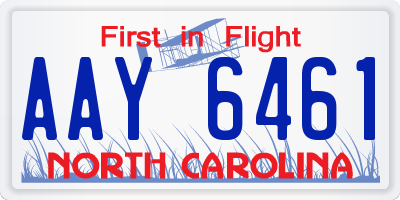 NC license plate AAY6461