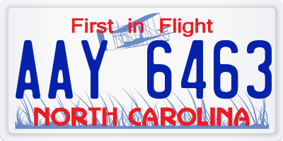 NC license plate AAY6463