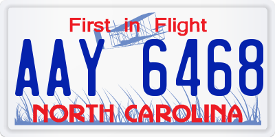 NC license plate AAY6468