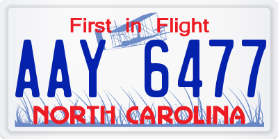 NC license plate AAY6477