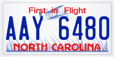NC license plate AAY6480
