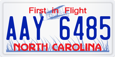 NC license plate AAY6485