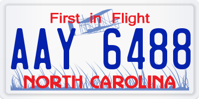 NC license plate AAY6488