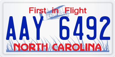 NC license plate AAY6492