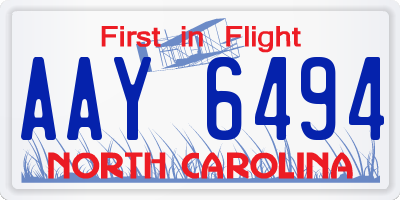 NC license plate AAY6494
