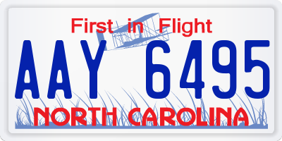 NC license plate AAY6495