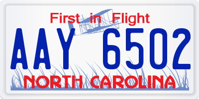 NC license plate AAY6502