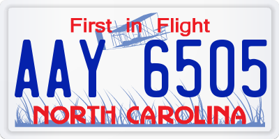 NC license plate AAY6505