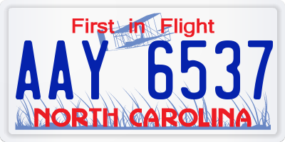 NC license plate AAY6537