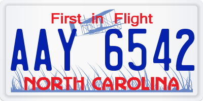 NC license plate AAY6542