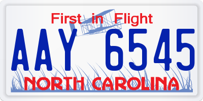 NC license plate AAY6545