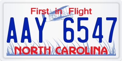 NC license plate AAY6547