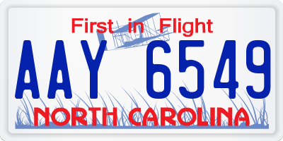 NC license plate AAY6549