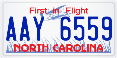 NC license plate AAY6559