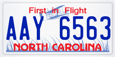 NC license plate AAY6563