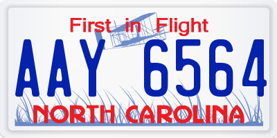 NC license plate AAY6564