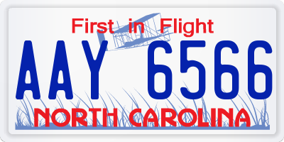 NC license plate AAY6566