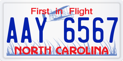 NC license plate AAY6567