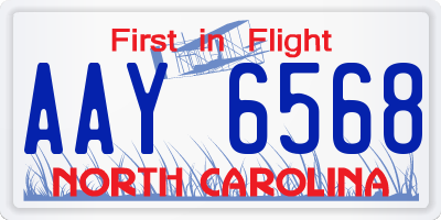 NC license plate AAY6568