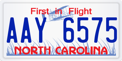 NC license plate AAY6575