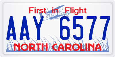 NC license plate AAY6577