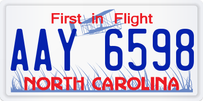 NC license plate AAY6598