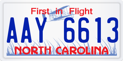 NC license plate AAY6613