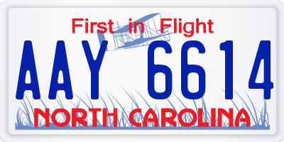 NC license plate AAY6614