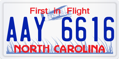 NC license plate AAY6616