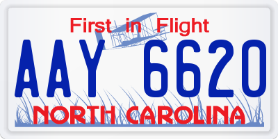 NC license plate AAY6620