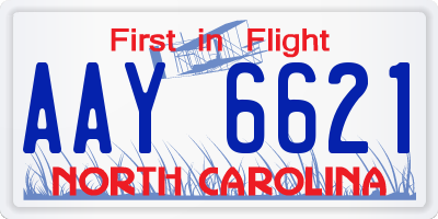 NC license plate AAY6621