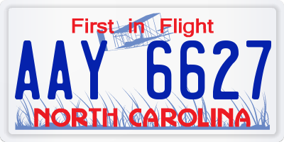 NC license plate AAY6627