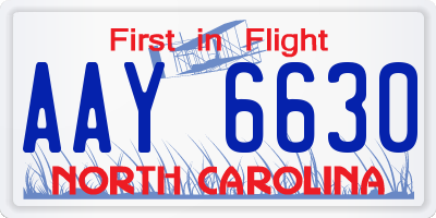 NC license plate AAY6630